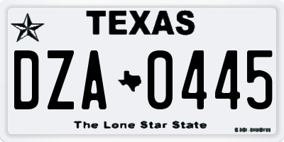 TX license plate DZA0445