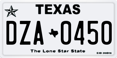 TX license plate DZA0450