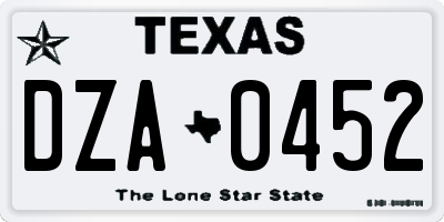 TX license plate DZA0452