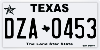 TX license plate DZA0453