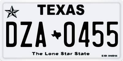 TX license plate DZA0455