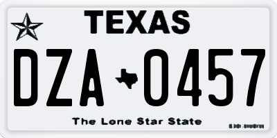 TX license plate DZA0457