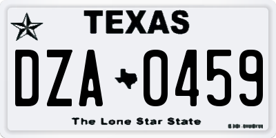 TX license plate DZA0459