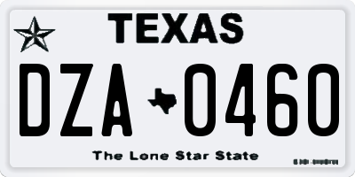 TX license plate DZA0460