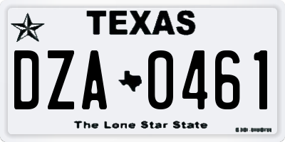 TX license plate DZA0461