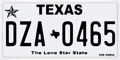 TX license plate DZA0465