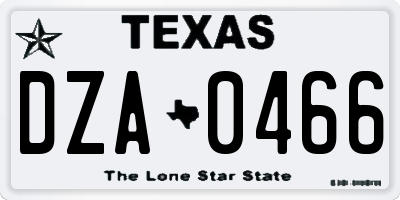 TX license plate DZA0466
