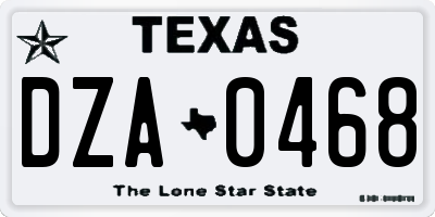 TX license plate DZA0468