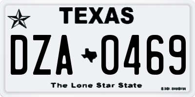 TX license plate DZA0469