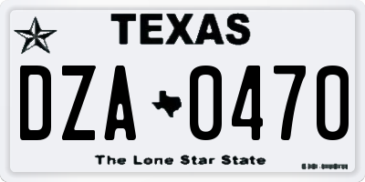 TX license plate DZA0470