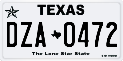 TX license plate DZA0472