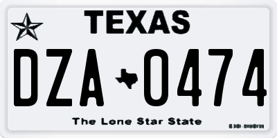 TX license plate DZA0474