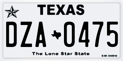 TX license plate DZA0475