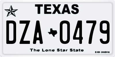 TX license plate DZA0479