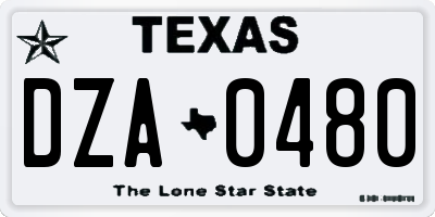 TX license plate DZA0480