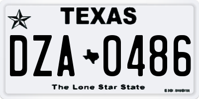 TX license plate DZA0486
