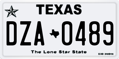 TX license plate DZA0489