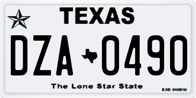 TX license plate DZA0490
