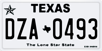 TX license plate DZA0493