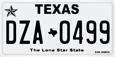 TX license plate DZA0499