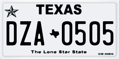 TX license plate DZA0505