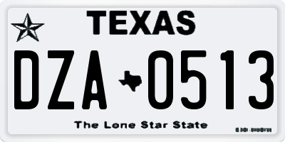 TX license plate DZA0513