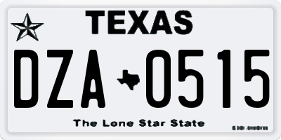 TX license plate DZA0515