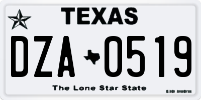 TX license plate DZA0519