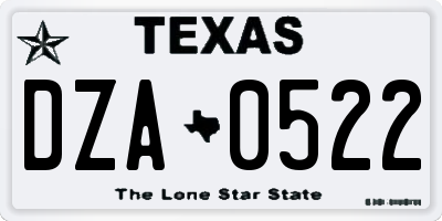 TX license plate DZA0522