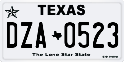 TX license plate DZA0523