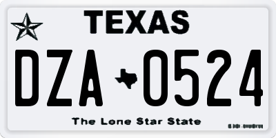 TX license plate DZA0524