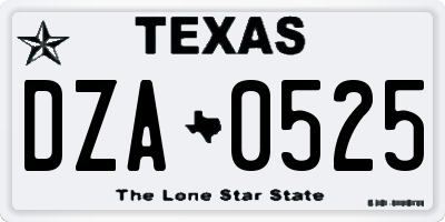 TX license plate DZA0525