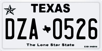 TX license plate DZA0526