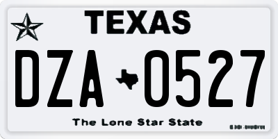 TX license plate DZA0527