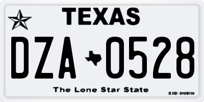 TX license plate DZA0528