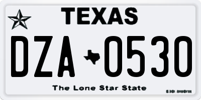 TX license plate DZA0530