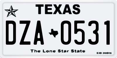 TX license plate DZA0531