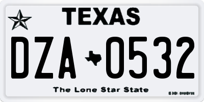 TX license plate DZA0532