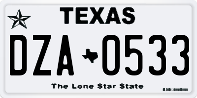 TX license plate DZA0533