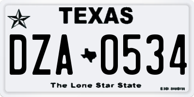 TX license plate DZA0534