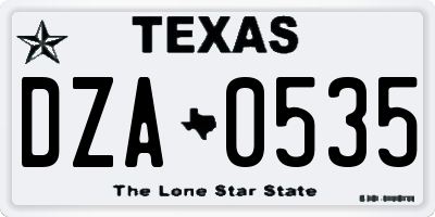TX license plate DZA0535