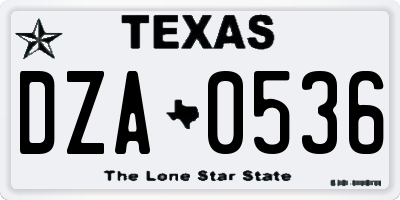 TX license plate DZA0536