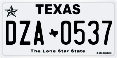 TX license plate DZA0537