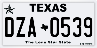 TX license plate DZA0539