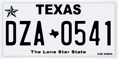 TX license plate DZA0541