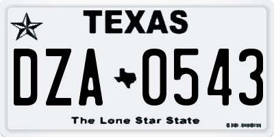 TX license plate DZA0543