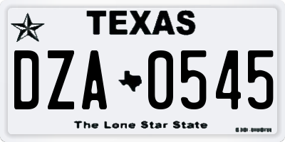 TX license plate DZA0545