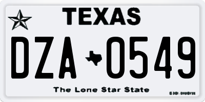 TX license plate DZA0549