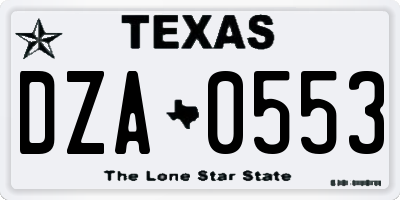 TX license plate DZA0553