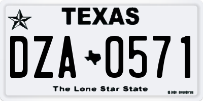 TX license plate DZA0571